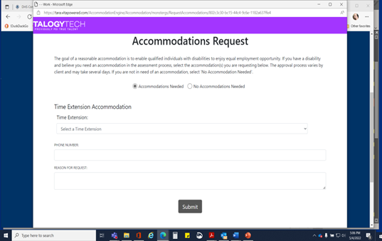 Accommodations Request