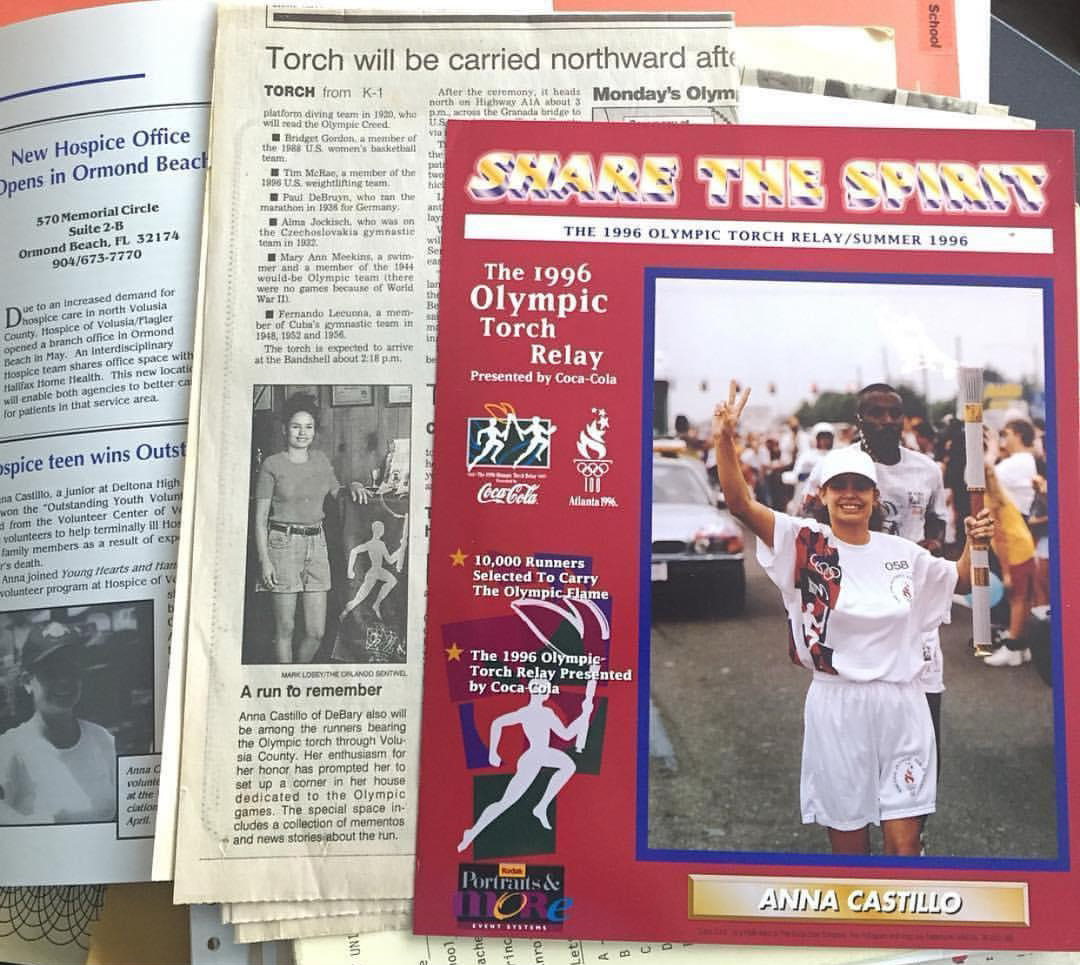 Anna “Jo-Jo” Castillo was nominated by her local Hospice office to be a torch bearer for the 1996 Olympic Games held in Atlanta, GA.