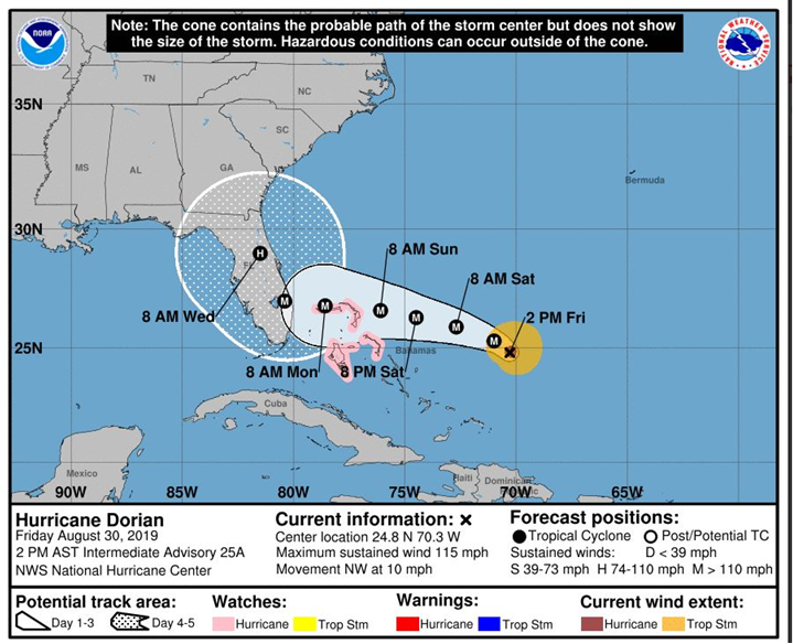 Hurricane Dorian NOAA Map