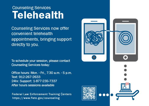Connect with mental health professionals from the comfort of your home through FLETC Telehealth services, ensuring your well-being is always a priority Glynco, GA., May 12, 2025.