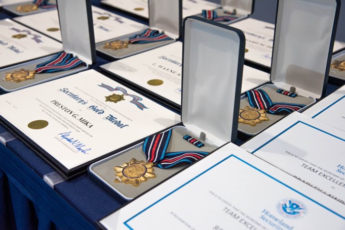Deputy Secretary of Homeland Security John Tein, presented the Secretary’s Exceptional Service Gold Medal Award to teams and employees in recognition of their outstanding contributions on July 13, 2022, at Glynco, Georgia. (FLETC OPA/Mindy Vu)