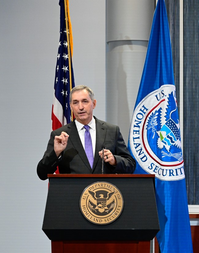 FLETC Director Huffman delivering remarks at his Swearing In Ceremony at FLETC-Glynco, GA, on October 5, 2023. (Photo by David Tucker, FLETC/OPA)