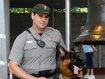 Park Ranger Nick Iannelli, with K-9 Ken barkranger, both fresh off an assignment to sniff out potential threats during a visit by President Clinton at Independence National Historical Park in Philadelphia, PA (NPS Courtesy Photo)