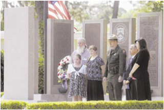 Rachel Walker, right, her Husband Michael Walker, left, and their daughters, 8-year-old Sara Grace Walker and 12-year-old Faith Walker, look silently Wednesday at the name of her father, Darrell Windhaus, at the Peace Officer’s Memorial at the FLETC Rachel Walker, right, her Husband Michael Walker, left, and their daughters, 8-year-old Sara Grace Walker and 12-year-old Faith Walker, look silently Wednesday at the name of her father, Darrell Windhaus, at the Peace Officer’s Memorial at the FLETC